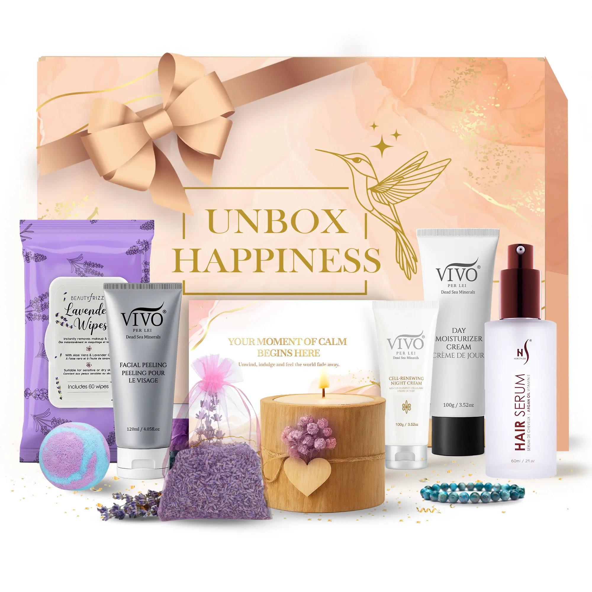Mother’s Day Gift for Mom - HerStyler Luxury Spa Gift Basket for Women - 10 Piece Self Care Gift Box with Bath, Skincare & Hair Care Essentials - Ready to Gift for Mom, Wife, Daughter or Sister