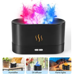 Air Aroma Diffuser Humidifier with Flame Led Light Noiseless Essential Oil Diffuser for Home Office with Auto-Off Protection 180mL