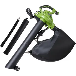 3-in-1 Electric Corded Leaf Blower, Leaf Vacuum and Leaf Mulcher, 6 Wind Modes, 495 CFM, 199 MPH, 12A , 16:1 Mulching Ratio, Leaf Blowers with Collection Bag for Lawn Care