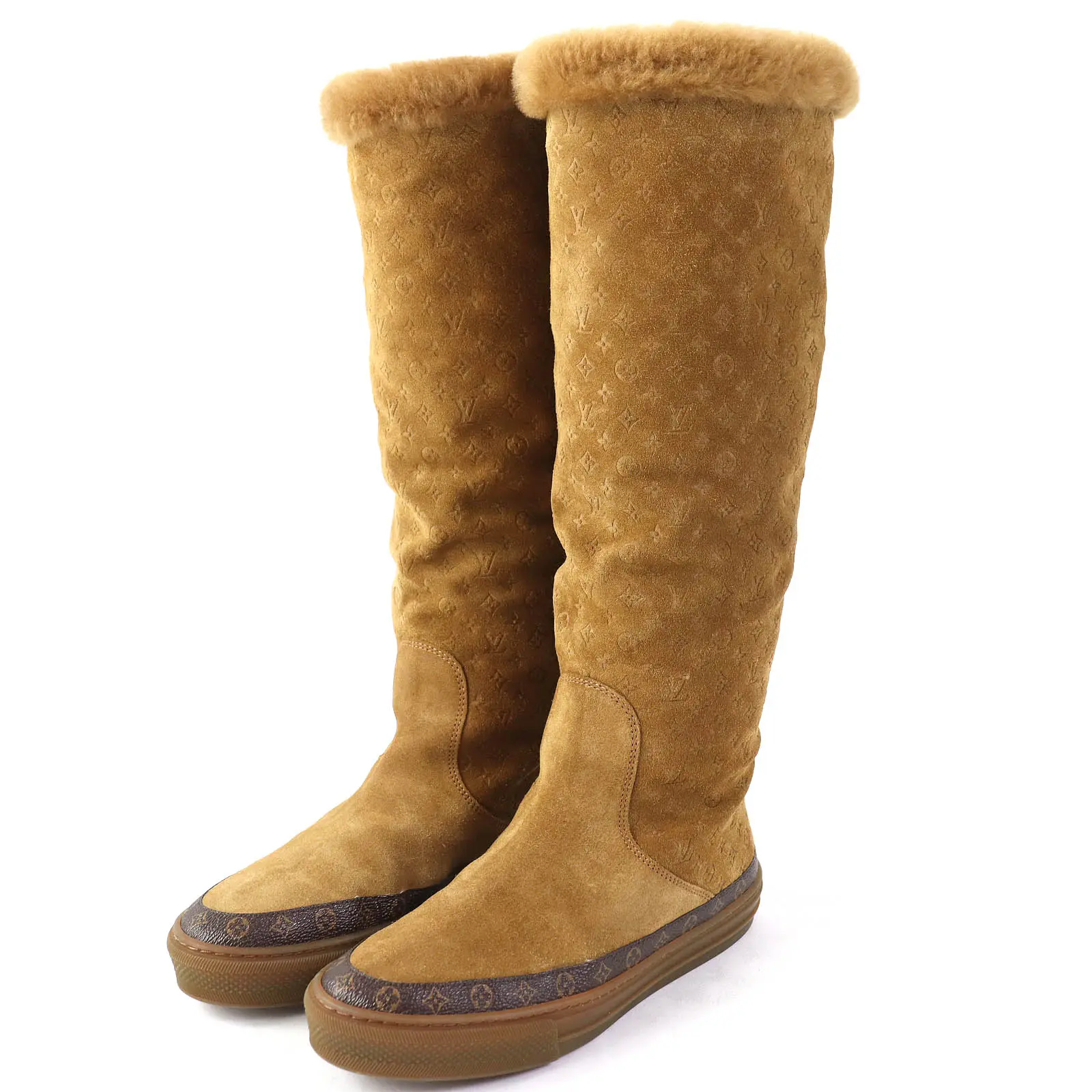 Pre-owned BOTTEGA VENETA Others Small Leather Goods Louis Vuitton Mouton Boots Camel 36 Women