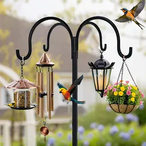 Gancho de pastor Pro de 88" - Base antivuelco a prueba de viento y 4 ganchos de alta resistencia (para maceteros, guirnaldas de luces, decoración de arco de boda)Bird feeder accessories outdoorfun