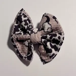 Western Clip On Bow - Leopard Print Design Hair Accessory
