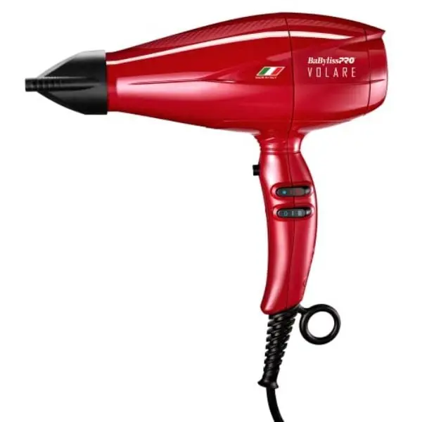 Conair BaBylissPRO Volare V1 Ionic Hair Dryer with Nano Titanium, 2000W Professional Styling Tool, 6 Heat/Speed Controls & Cold Shot, Red, 2000 Watts