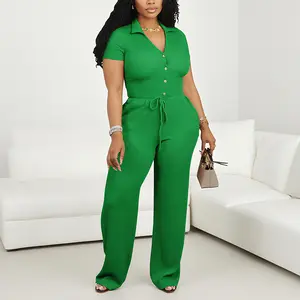 Echoine Womens Casual 2 Piece Outfits Pleated Button Down Shirt and Wide Leg Pant Set Women's Summer suit Chic Breathable Clothes Womenswear Crop Top Drawstring 2 piece sets matching sets for women plus size sets