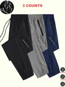 Men's Solid Drawstring Waist Pocket Jogger Pants, 2024 New Style Regular Fit Casual Comfy Breathable Trousers for Spring & Fall, Men's Bottoms for Daily Wear