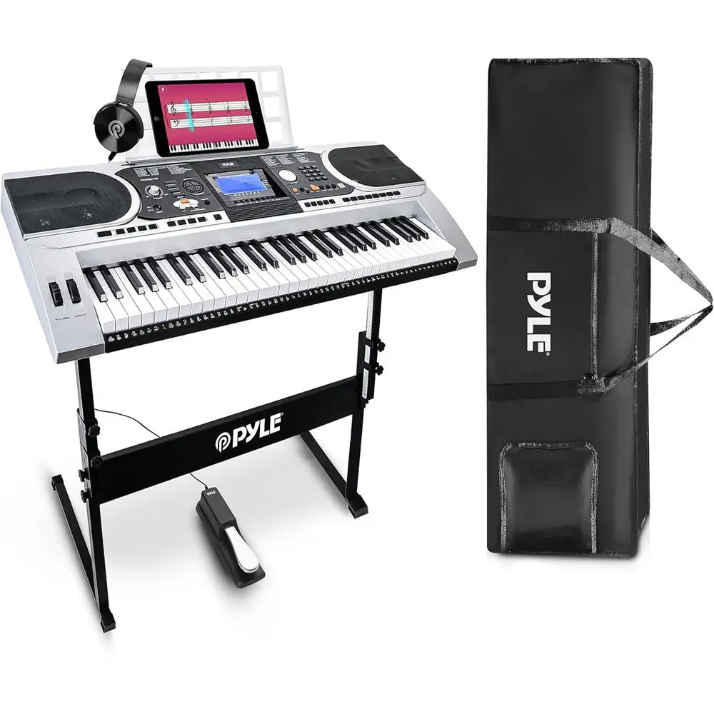 61-Key Digital Karaoke Keyboard | Portable Electronic Piano with Built-in Speakers - 200 Auto Accompaniment Styles, 162 Sounds, Recording, LCD Display, Stand, Sustain Pedal & Headphones - Perfect Gift for Musicians