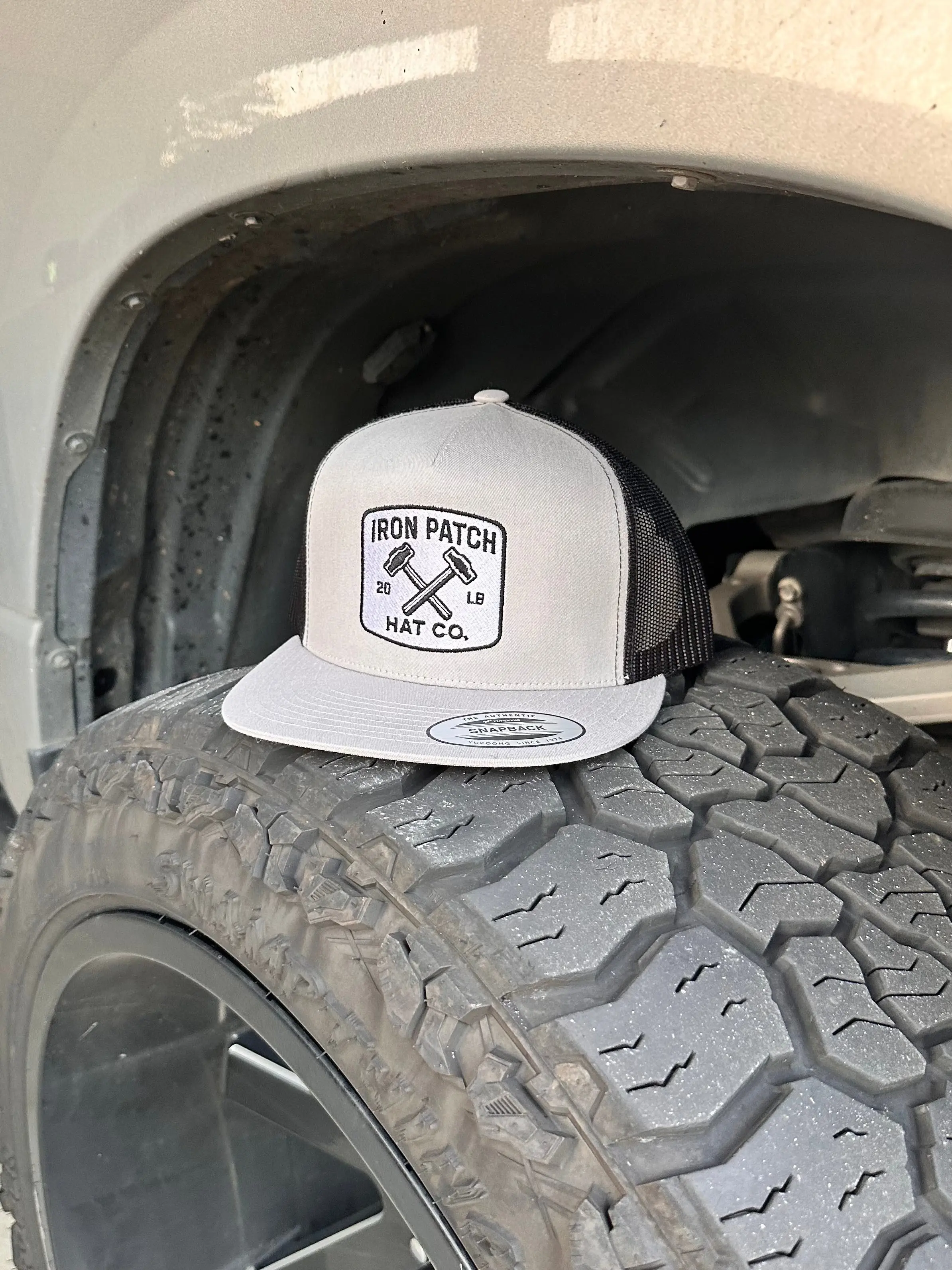 Iron Patch Silver Trucker Hat