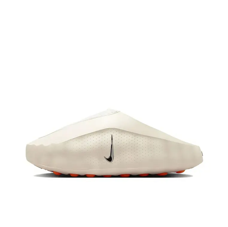 Slip‑on mule clogs cream off‑white perforated upper thick wavy orange pod outsole soft neutral tone futuristic design lightweight cushioned street resort pool unisex casual slide footwear