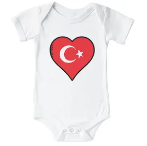 Turkey Heart Turkish Flag One Piece Baby Bodysuit