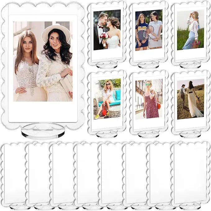 5Pack 6x10cm Acrylic Clear Card Display Stands - Polaroid Photo Display Stand Frame, Heavy-Duty Transparent Design with Individual Bases, Ideal for Office, Retail, Library - Compatible with Business Cards, Photos, Postcards
