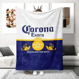 Ultra-Soft Printed Woolen Blanket, Corona Extra Design, Casual Soft Blanket, Perfect for Holidays & Anniversaries, Soft & Cozy, Ideal for Home Use