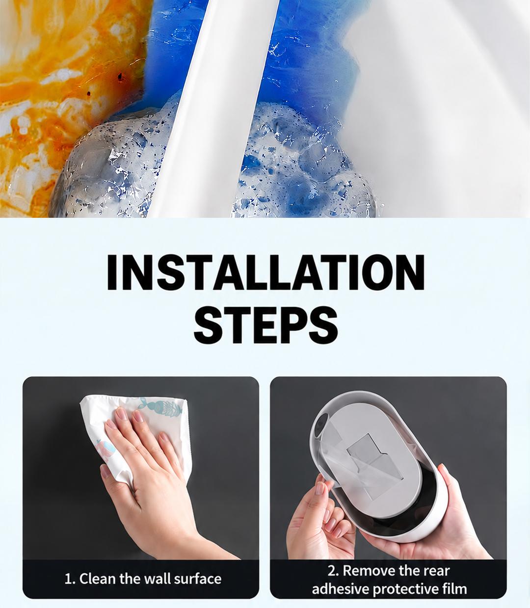 SOPAMI Disposable Toilet Scrubber Brush Kit - 1 Handle + 32 Refill Heads (16 Option Available), No-Touch Rotating Scrubber, Self-Clean Pad, Holder, Toilet Cleaning System for Under-Rim & Corners, Ideal for Busy Home Bathrooms,sohochic