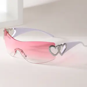 European and American style frameless Y2K trendy sunglasses for men and women, stylish street photography personalized sunglasses