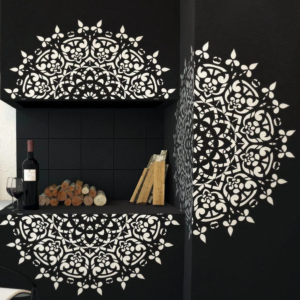 ALTAIR - Round Symmetrical Mandala - Wall Stencil - Wall & Furniture Stencil