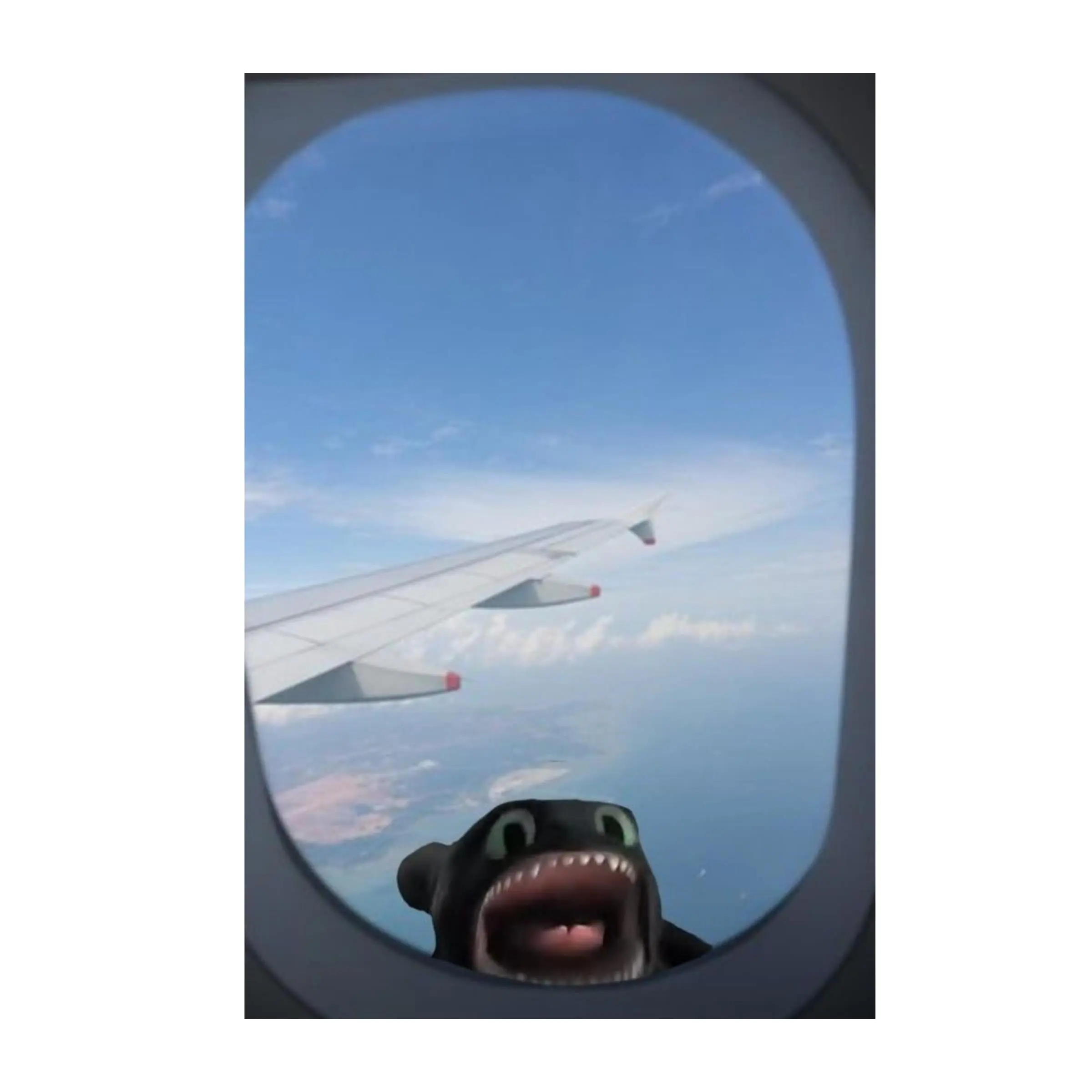 Toothless Funny Airplane Window Poster, Hilarious How to Train Your Dragon Meme Wall Art, Cute Dragon Shocked Face Fantasy Print