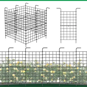 16-Pack Rustproof Metal Wire Decorative Garden Fence, 24 in(H) x 11 ft(L) No-Dig Animal Barrier for Dogs, Flower Edging for Outdoor Landscape Patio Home Improvement Decor