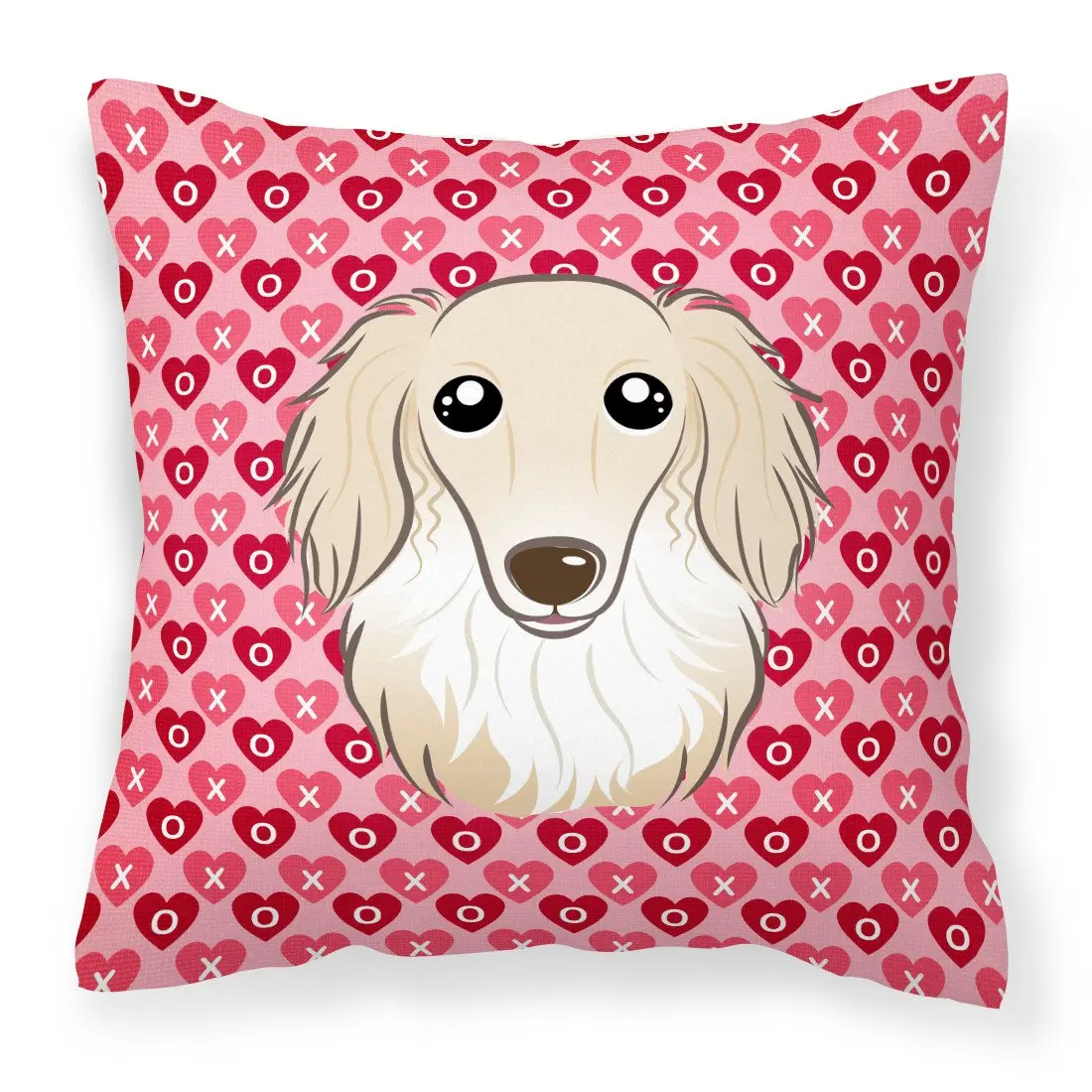 Vibrant Dachshund Art Longhair Creme Dachshund Decorative Throw Pillow - 18x18 in Polyester Waterproof Indoor-Outdoor Accent Cushion with Cover & Insert for Patio/Couch, Living Room, Fabric Cover, Patio/Couch/Bed