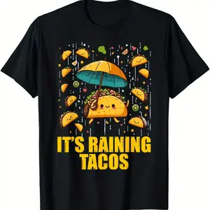 Men's Classic Fit Cotton T-Shirt - Menswear Soft Short-Sleeve Round Neck Top with Funny Taco Lover Graphic, Casual Party Wear for 2XL, 3XL Sizes (Tshirt with Premium Softness)