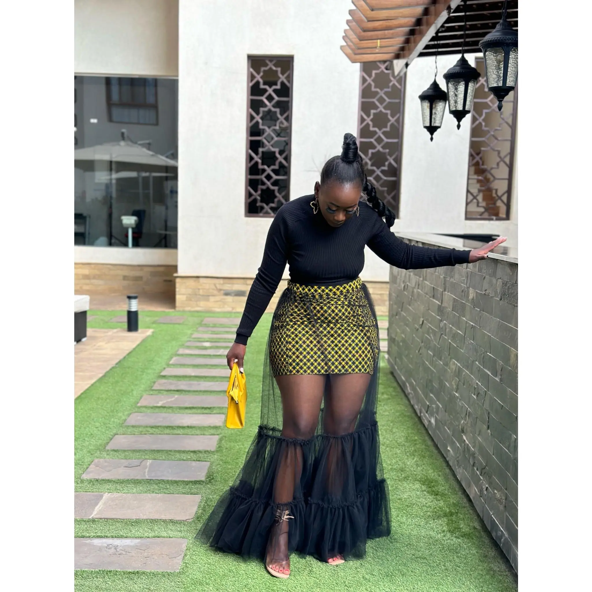 Zuri Women's African Print Statement Skirt with Tulle