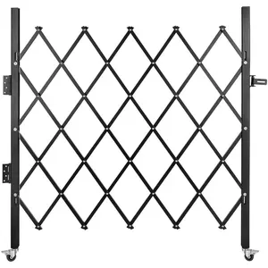 Portable Scissor-Type Steel Folding Security Barricade (66x48 in) - Flexible Expanding Accordion Design, 360-Degree Rolling Function, Padlock-Equipped