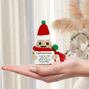 Mini Funny Potato, 3 inch Knitted Wool Doll with Card for Cheer Up Gifts and Party Decorations, Cute Wool Potato Crochet Doll for Birthday Gifts (Christmas Potato)
