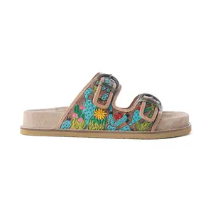 Myra Rio Verde Handtooled Leather Sandals in Agave Blue