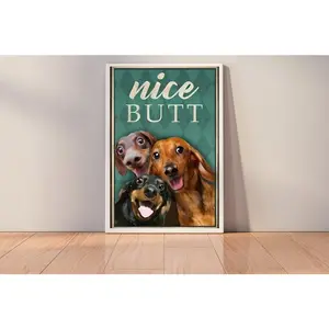 Funny Bathroom Altered Art, Nice Butt Vintage Style Wall Art, Humorous Dog Decor, Quirky Pet Lover Gift, Bathroom Humor for Dog Lovers