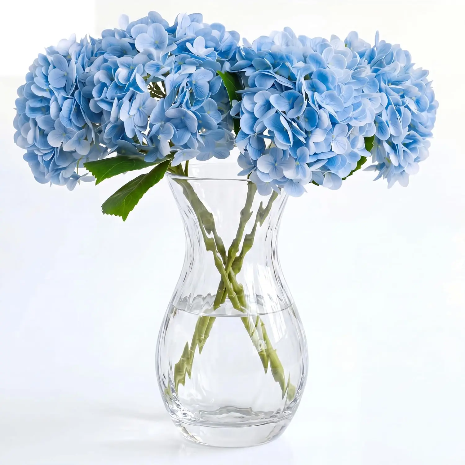 Shiningfuture 4-Piece Premium Silk Hydrangea Bouquet Set, 20in Waterproof Real-Touch Fake Blue Flowers with Soft Moist Texture, for Home Decoration, Wedding Centerpieces