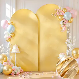 Gold Glitter Arch Backdrop Covers 7.2ft and 6ft Sequin Stretchy Arch Backdrop Cover Sparkly Wedding Spandex Arch Covers for Baby Shower Birthday Photoshoot Bridal Shower