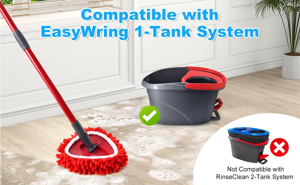 Mop Replace Head for O Cedar, Spin Mop Heads Replacements for Ocedar Easywring 1 Tank Spin Mop, Chenille Duster for Ocedar Mop Include 4 Pack Red Microfiber Chenille Mop Pad for Ocedar Spin Mop