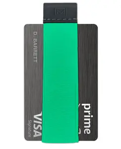 Modern Carry Quick Draw Minimalist Wallet for Men & Women, Elastic Band Minimal Credit Card Holder with Leather Tab, Card Grabber for Long Nails, Money Clip Alternative (Black) (Mint)