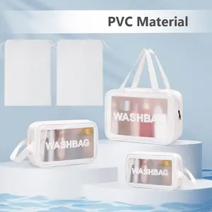 3 Pcs PU Frosted Makeup Bag with Non Woven Drawstring Bag Portable Handheld Makeup Storage Bag for Women Men Beauty & Personal Care