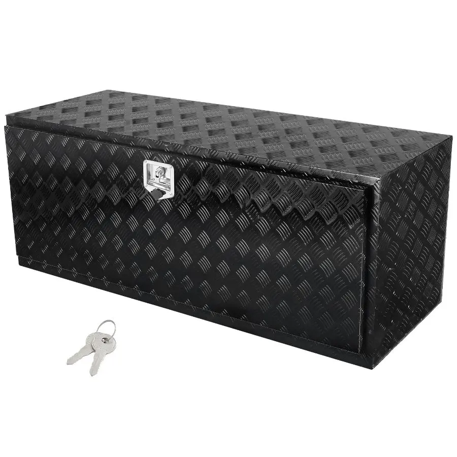 VEVOR Underbody Truck Box, 60x 24x 24 Pickup Storage Box, Heavy Duty Aluminum Diamond Plate Tool Box with Lock and Keys, Waterproof Trailer Storage Box with T-Handle Latch for Truck, Van, Trailer