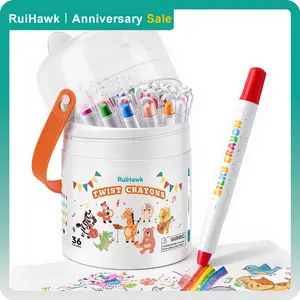 36-Color Twistable Crayons, Suitable for Toddlers Aged 1-3, Children Aged 4-8 and Artists, Non-toxic and Washable, Featuring an Ultra-Smooth, Easy-Grip Design