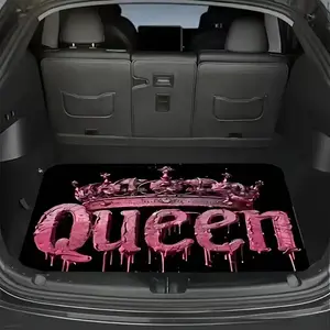 1pc Queen Crown Car Trunk Mat - Pink Drip Design, Wear-Resistant & Scratch-Proof Protection, Easy-to-Clean Material, Fit for All Vehicles, Gift for Birthdays & Anniversaries, Interior Decoration Accessory, Car Interior Accessories Girls