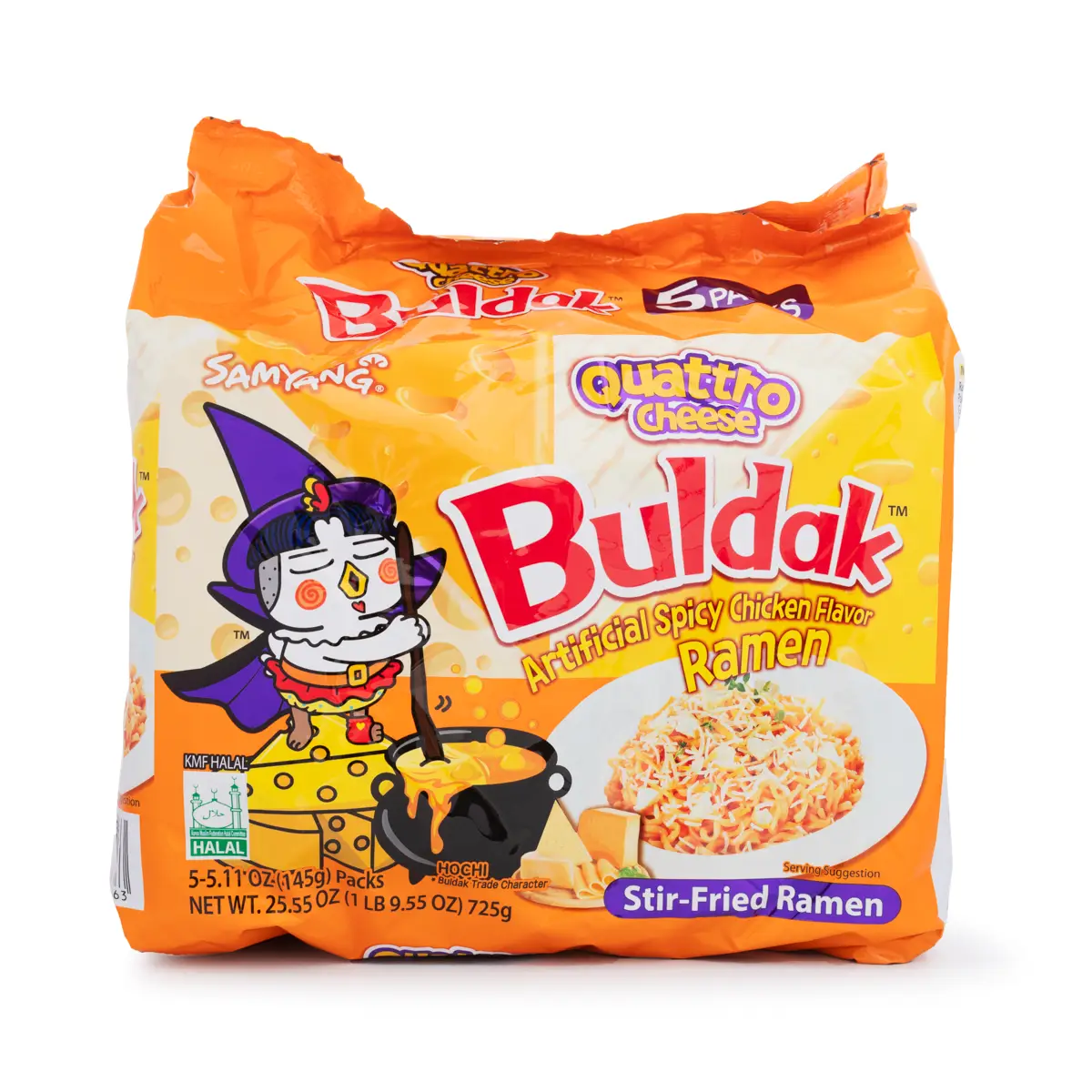 Samyang Buldak Ramen Hot Chicken Quattro Cheese Flavor 5pk 25.55 oz Instant Food Spicy