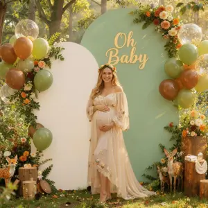 Boho Wedding Arch Cover Set of 2-7.2ft 6ft Dual Color Arch Backdrop Cover-Wrinkle Free Stretchy Spandex Fitted Chiara Arch Stand Covers for Birthday Baby Shower Decor-Beige n Sage Green