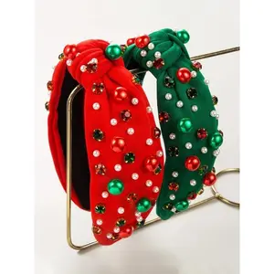 1pc hair headband for women's Christmas gift, Bling hair headband, pearl studded diamond knotted hair headband with high skull pressure, face wash headband, Christmas party headpiece, Christmas styling, cosplay