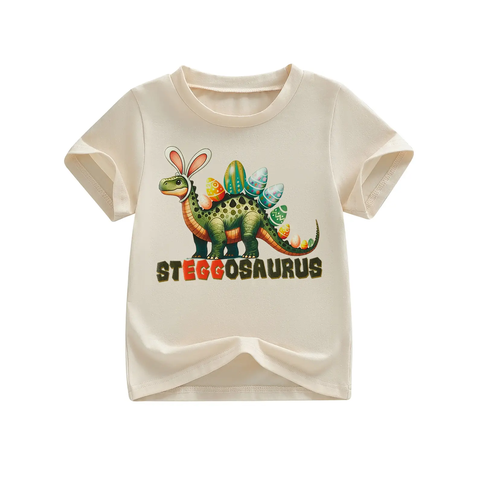 Babamoon Kids Easter Short-Sleeve Crew Neck T-Shirt - Cartoon Print Tee, Graphic Print Tee, Animal Shirts (Cross/Dinosaur/Chick) for Boys & Girls Ages 1-6, Summer Baby Clothing Tops
