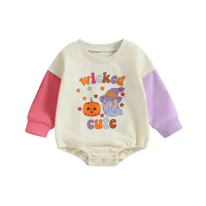 Halloween Unisex Baby Girl Boy Clothes Pumpkin Romper Sweatshirt Onesie Long Sleeve Bodysuit Top Fall Winter Outfit 0-24 Months