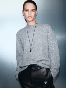 Mango Cable-knit Lurex Sweater - Soft Grey Knitwear with Lurex Accents for Stylish Comfort