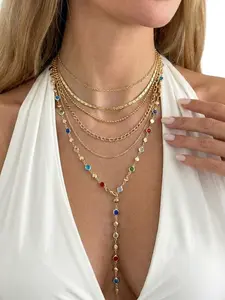 6-Piece Y2K Millennium Style Layered Necklaces Set, Retro Chain Multi-Layer Necklace Pack, Trendy and Unique Jewelry Collection