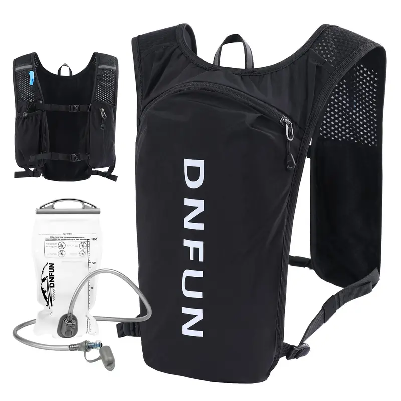 Unisex Lightweight Nylon Activewear Running Vest - 140g Adults Outdoor Training Jogging Equipment, 1.5L Water Bladder, 4 Pockets, Adjustable Hip Belt-Shoulder Straps, Breathable Mesh Cover, Minimal Bulk, Ergonomic Comfort