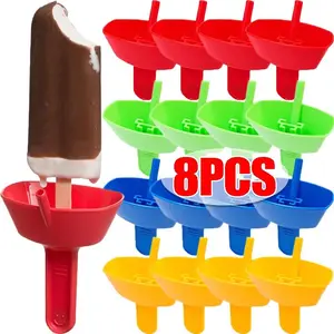 8/1PCS Handheld Drip-proof Popsicle Holder for Kids Anti-flow Ice Cream Bracket with Straw Portable Popsicle Protector Rack