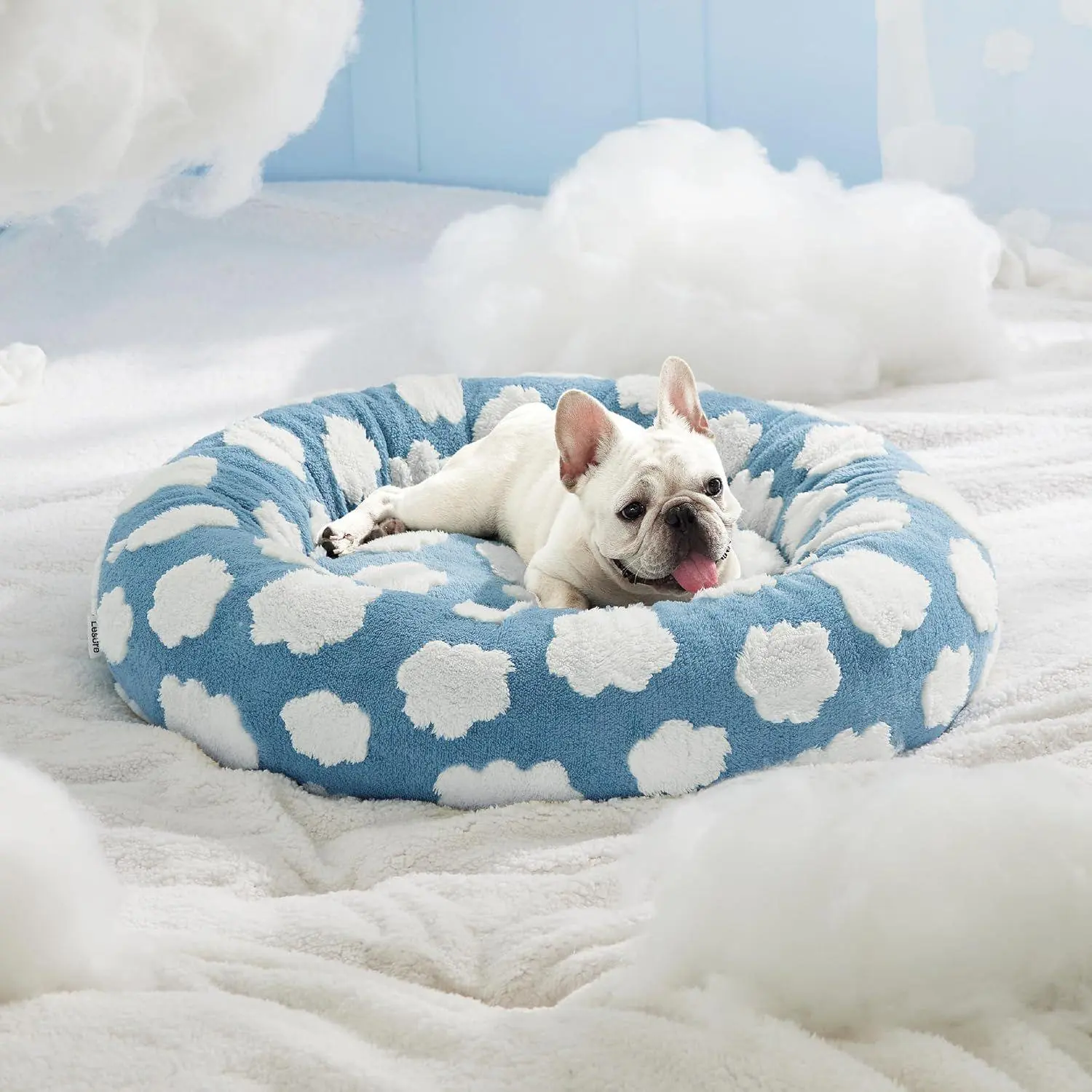Warm Donut Bed - Cozy Fluffy Calming Bed for Small/Medium/Large Dogs & Cats, TikTokShopBlackFriday Choice, Soft Plush Round Pet Bed for Winter Comfort, Washable, Anti-Slip Bottom, Camas para Perros, Pet Supplies Bedding