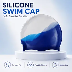 Stylish Gradient Swim Cap for Women & Men – Soft Stretch Silicone Swimming Cap for Pool, Beach, Training & Water Sports