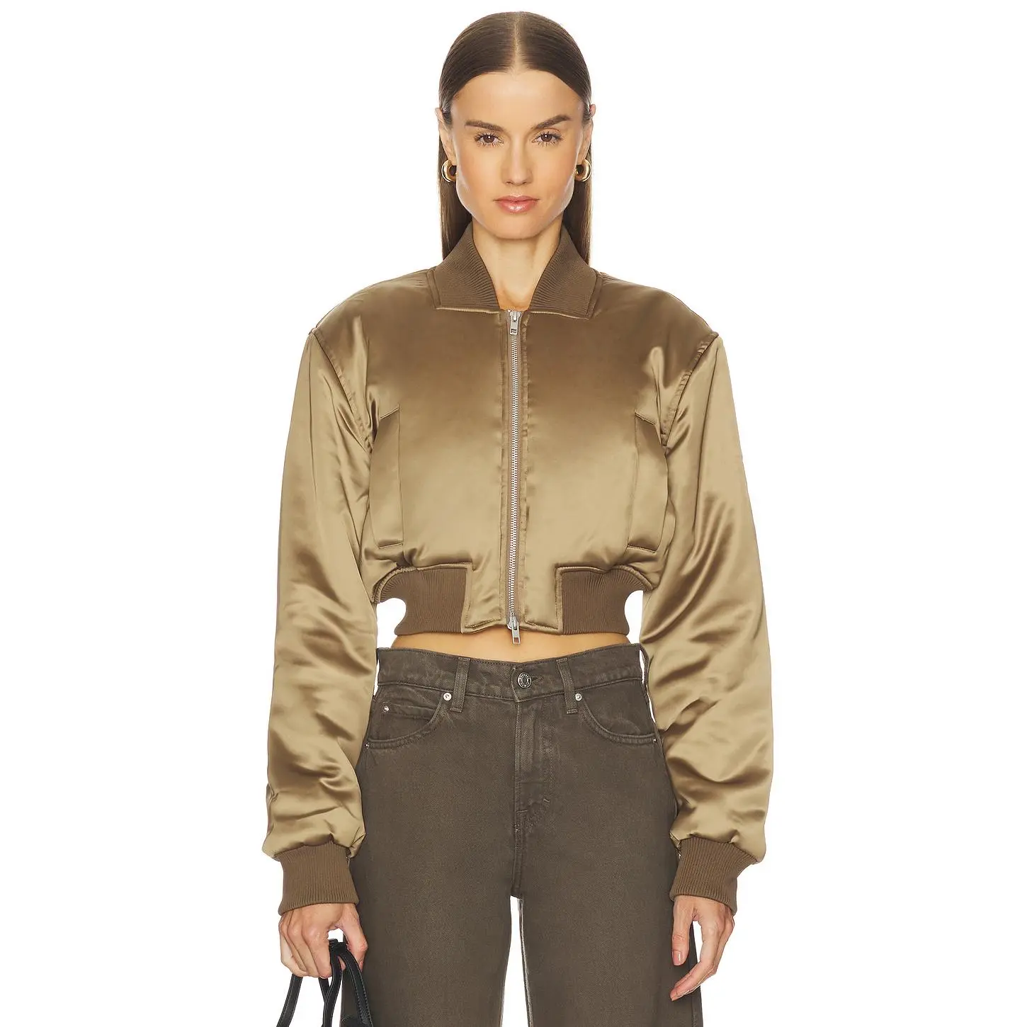 Camila Coelho Maiara Bomber Jacket in Mushroom