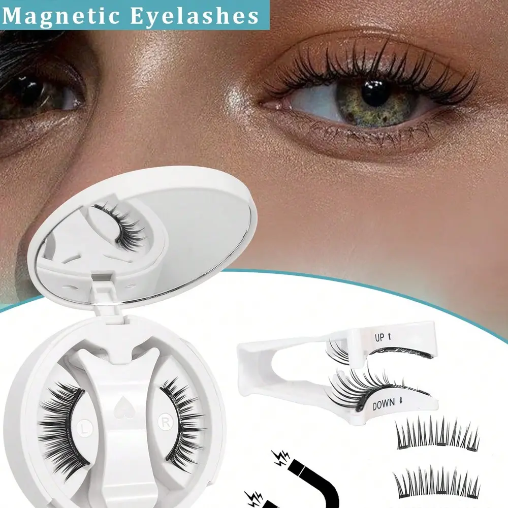 Magnetic Eyelashes with Applicator, Natural Look Wispy Magnet Lashes, Easy to Wear and Remove, Full Strips Magnetic Lashes, 1 Pair, Makeup