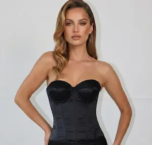 "ELEGANCE" CORSET in White, Black & Burgundy - Luxurious Satin Full Coverage Corset for Sophisticated Glamour & Versatile Wear, Timeless Design, Soft Lining, Sturdy Construction