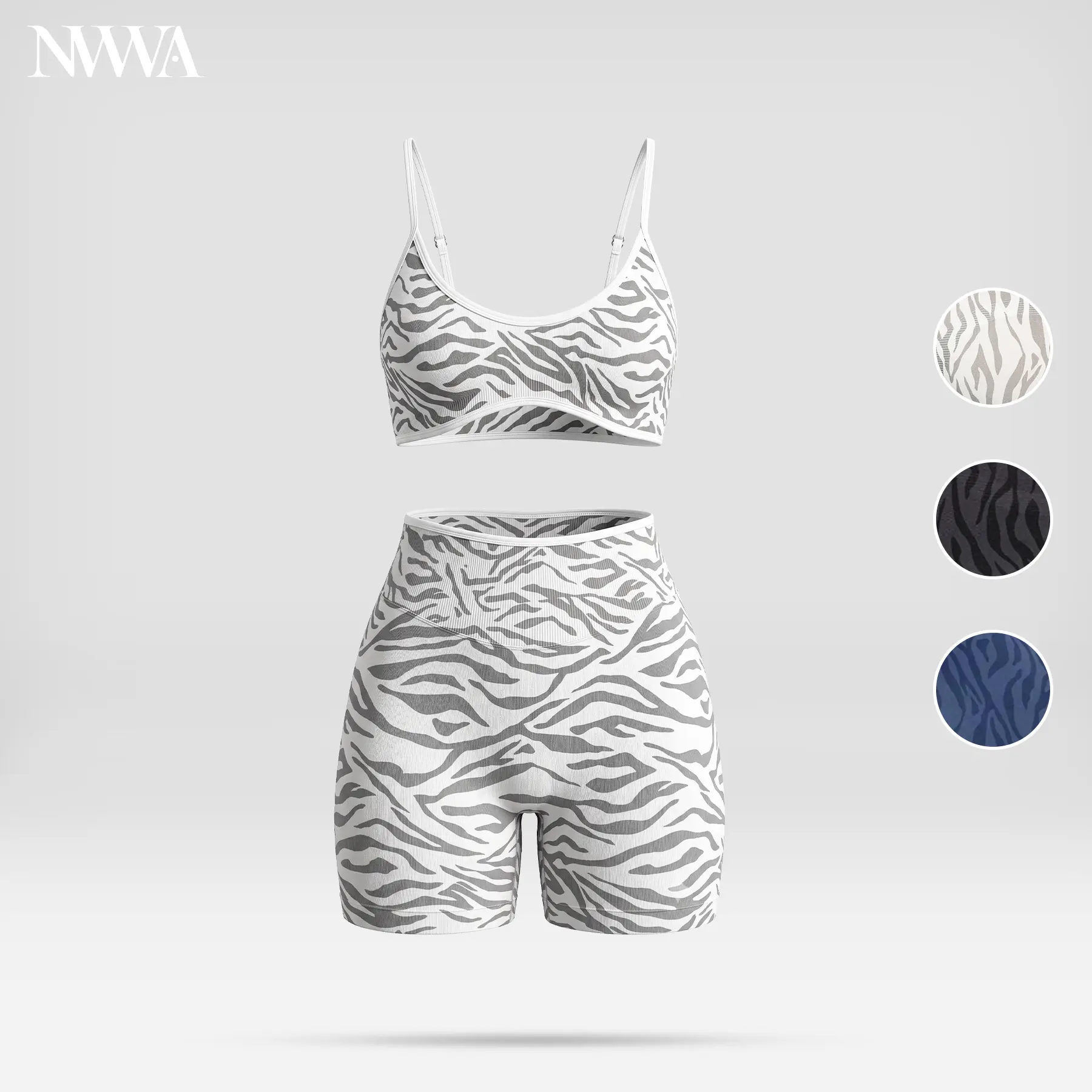 Women's 2-Piece Seamless Sports Set, Zebra-Print Sleeveless Top & High-Stretch Biker Shorts, Tummy Control Butt-Lifting Nylon Blend, Sleeveless Top Women, Female Clothing,travel essentials,camping essentials, Tummy Lift tiktokshopbacktoschool